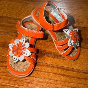 Balleto Toddler Girls Orange Flower Sandals Size 5M Cute Spring Summer Shoes